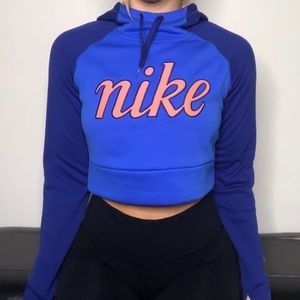 NIKE DIY Reworked Crop Top Hoodie Pullover